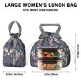 thumbnail image 5 of Pioneer Flower Floral Print Pattern Drawstring Lunch Bag Women - Drawstring Lunch Bag Insulated for Work Office - Stain-Resistant Large Lunchbags for Women with Multi-Pockets, 5 of 6