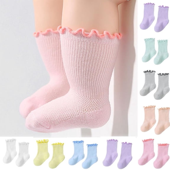 Bxsruta Baby Toddler Ruffle Trim Crew Socks Casual Daily Wear