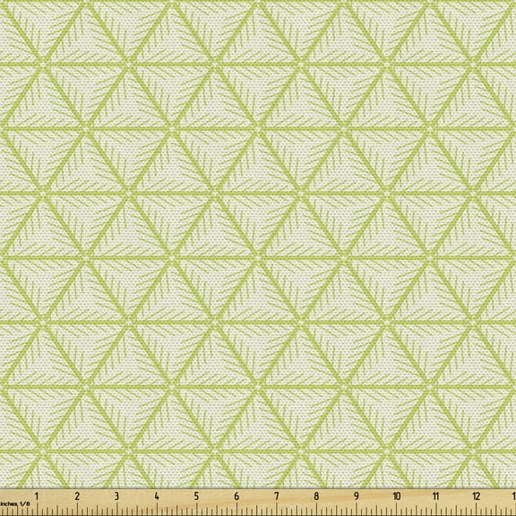 Ambesonne Abstract Fabric by the Yard Upholstery, Minimalistic Contemporary, 5 Yards, Pale Green and Eggshell