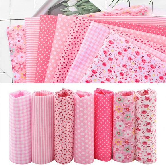LYUMO 3 Types 7pcs 50*50cm Cotton Fabric DIY Assorted Squares Pre‑Cut Bedding Suite TY