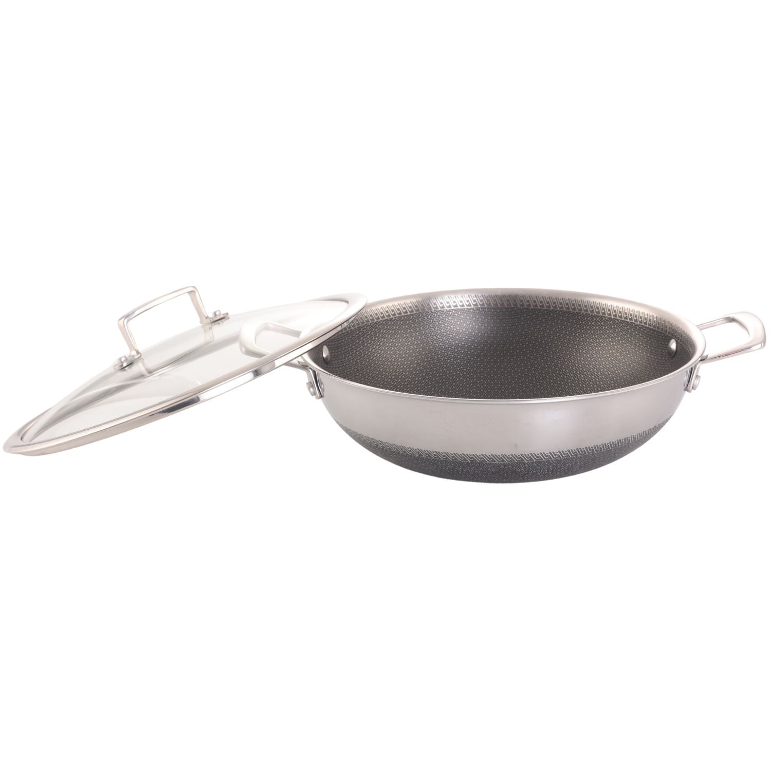 Verka Tri Ply Stainless Steel Wok (Karahi) 28cm, with Lid, comes with two handles