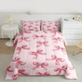 thumbnail image 2 of Manfei Teens Girls Pink Ribbon Bowtie Bedding Comforter Set 2pcs,Kawaii Bow-Tie Twin Comforter Sets Microfiber,Dreamy Princess Breathable Bedding Set,Lightweight Room Decor,Reversible, 2 of 8