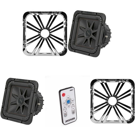 Kicker (2) 45L7R104 L7R 10-Inch (25cm) Subwoofer, Dual Voice Coil, 4-Ohm w/ Chrome LED Grill & Remote Bundle