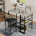thumbnail image 2 of Small Space Dining Set for 2, Pub Table & 2 Upholstered Chairs with 3 Large Storage Shelves, Kitchen Bar Table Set for Apartments, Breakfast Nooks, 2 of 8