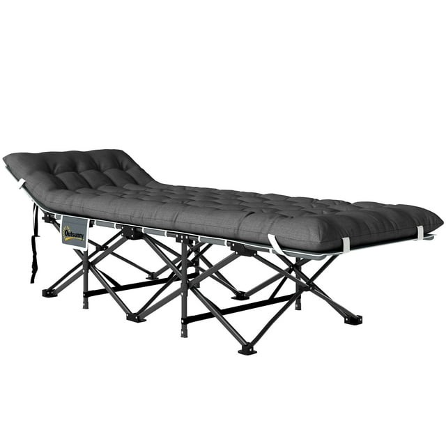 CoSoTower 26.8" Wide Folding Bed, Camping Cot for Adults with Mattress, Carry Bag, Max Load 330 LBS, Dark Grey
