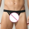 thumbnail image 4 of Odeerbi Mens Thong Jockstrap Underwear Valentine's Day 2025 Casual Fashion Solid Sexy Underwear Mesh Striped Breathable Low Waist Briefs Black, 4 of 5