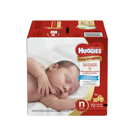 HUGGIES Little Snugglers Diapers, Size Newborn, 72 Ct
