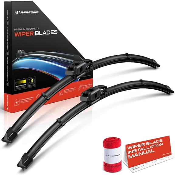 A-Premium Pack of 2 Windshield Wiper Blades with Wear Indicator & Towel - Compatible with Mini Cooper Countryman 2017-2024 - 23" and 21", Gen2V6 Connector, Left and Right