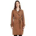thumbnail image 3 of Giolshon Women's Faux Suede Trench Coat Classic Long Double Breasted Overcoat Belted Lapel Jacket Spring and Fall, 3 of 6