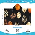 thumbnail image 2 of Halloween Patterned Pumpkins (2) Hooded Bath Towel，60"x35" for Ages 3 To 12 Kids, Quick Dry Lightweight Soft Microfiber Hood Beach Towel Cover Up for Kids, 2 of 7
