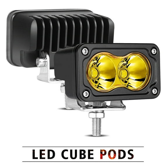 Pair 3inch LED Yellow Cube Pods Light 40W Spot Driving Fog Lamp Bumper Hood Offroad TOYOTA Ford ATV