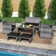 thumbnail image 5 of Costway 6PCS Patio Furniture Set Outdoor Sectional Conversation PE Rattan Sofa Set Black, 5 of 10