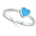 thumbnail image 4 of CHOOSE YOUR COLOR Solitaire Blue Simulated Opal Heart Promise Ring .925 Sterling Silver Band CZ Female Size 6, 4 of 4