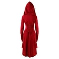 thumbnail image 2 of HNKMDK Adult Renaissance Women Vintage Costume Dress Medieval Hooded Lace Up Long Robe(Red,2XL), 2 of 7