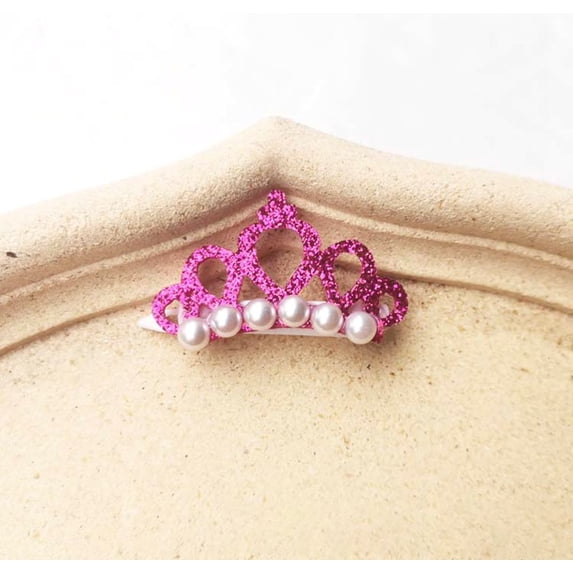 Glittering Fashion Crown Shape Bows Lightweight Pet Decor Cute Pet Grooming Supplies Pet Hairpins Dog Accessories Pets Hair Clips ROSE RED