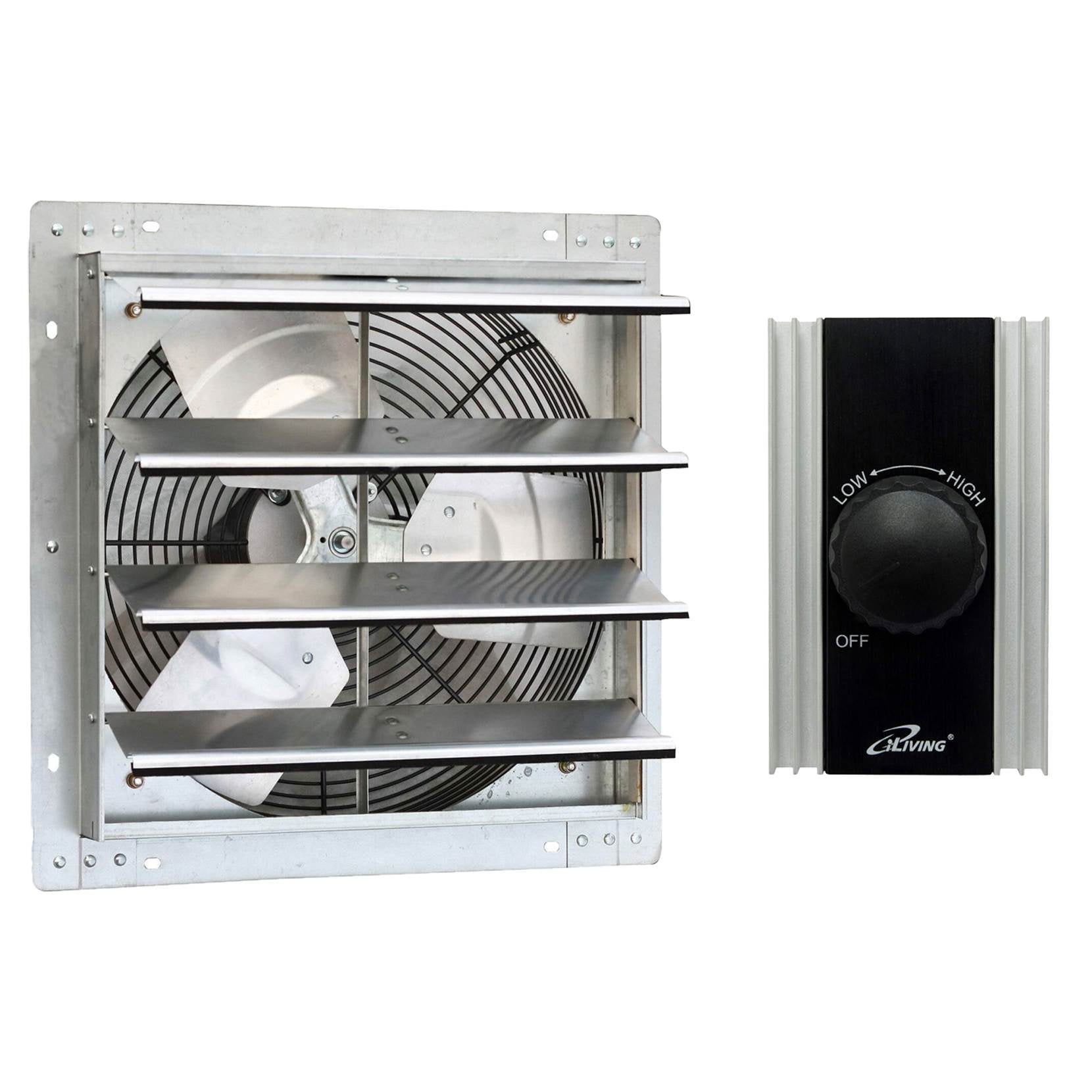 iLiving16 Inch Wall Mounted Steel Exhaust Fan & Fan Speed Controller