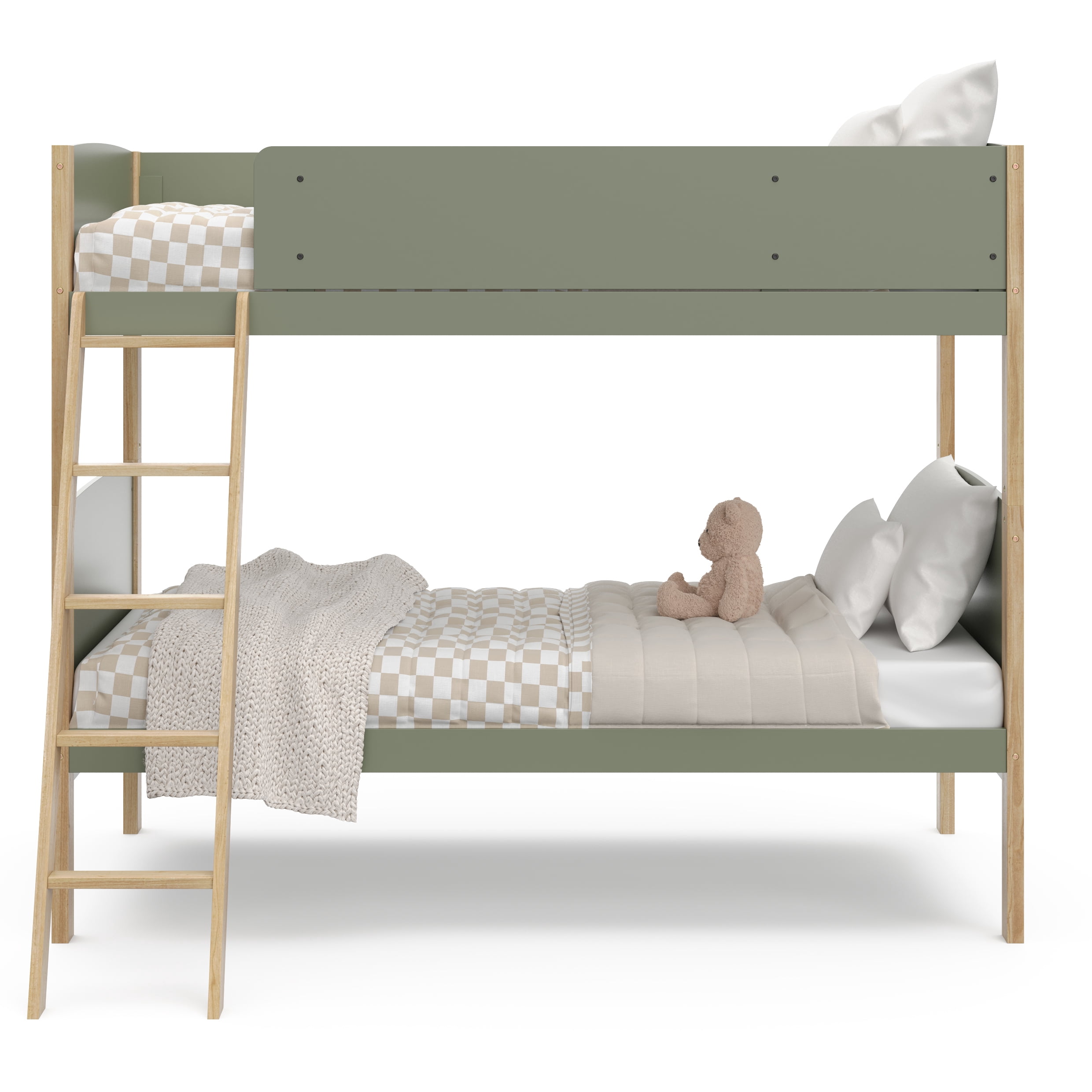 Storkcraft Next Delray Twin-over-Twin Bunk Bed, Olive with Natural