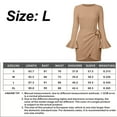 thumbnail image 2 of Casual long-sleeved frilly wrap skirt crew neck belted waist short skirt solid color party dress, 2 of 5