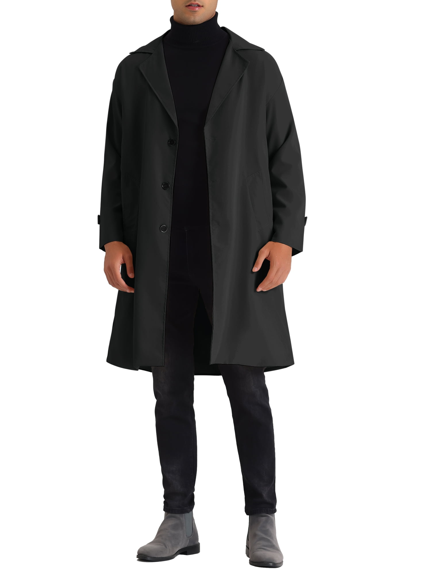 Lars Amadeus Trench Coat for Men's Formal Solid Color Lapeled Classic ...