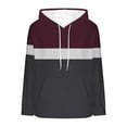 thumbnail image 2 of ZUKMRJPC Womens Flannel Hooded Sweatshirts Color Block Casual Long Sleeve Drawstring Fleece Warm Pullover Tops with Pockets, 2 of 5
