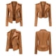 thumbnail image 2 of Chaqueta delgada de cuero con cuello levantado y cremallera para mujer Fridja  BV0+743, 2 of 5