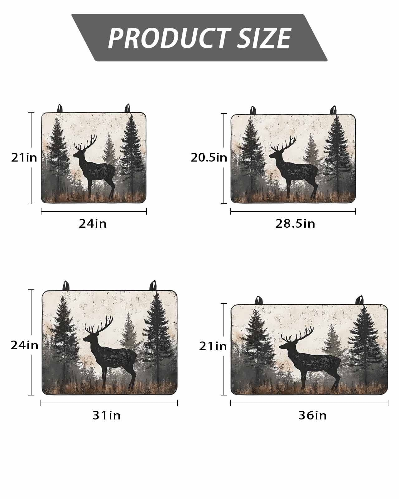 Stove Top Covers for Electric Stove, Forest Elk Glass Stovetop Cover Protector, Rustic Nature Tree Retro Deer Silhouette Induction Cooktop Protector Oven Mat for Kitchen Countertop 24"x21"