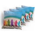thumbnail image 5 of Ambesonne Summer Throw Pillow Cover 4 Pack, Colorful Wooden Deckchairs, 18", Multicolor, 5 of 7