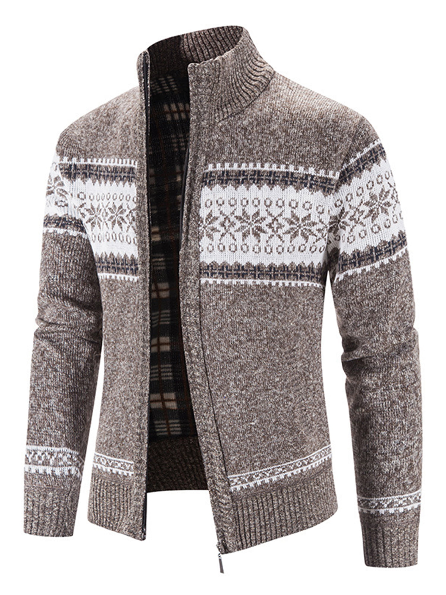 Cafuny Mens Casual Slim Christmas Snowflake Round Collar Knitted Pullover Sweater