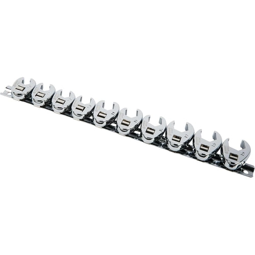 Sunex 9710M 3/8-Inch Drive Metric Crowfoot Flare Nut Wrench Set, Size-10 - Size 19, 10-Piece