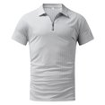 thumbnail image 4 of Caqnni Mens Striped Golf Shirt Moisture Wicking Quick-Dry Sports Polo Shirts(Grey,3XL), 4 of 5