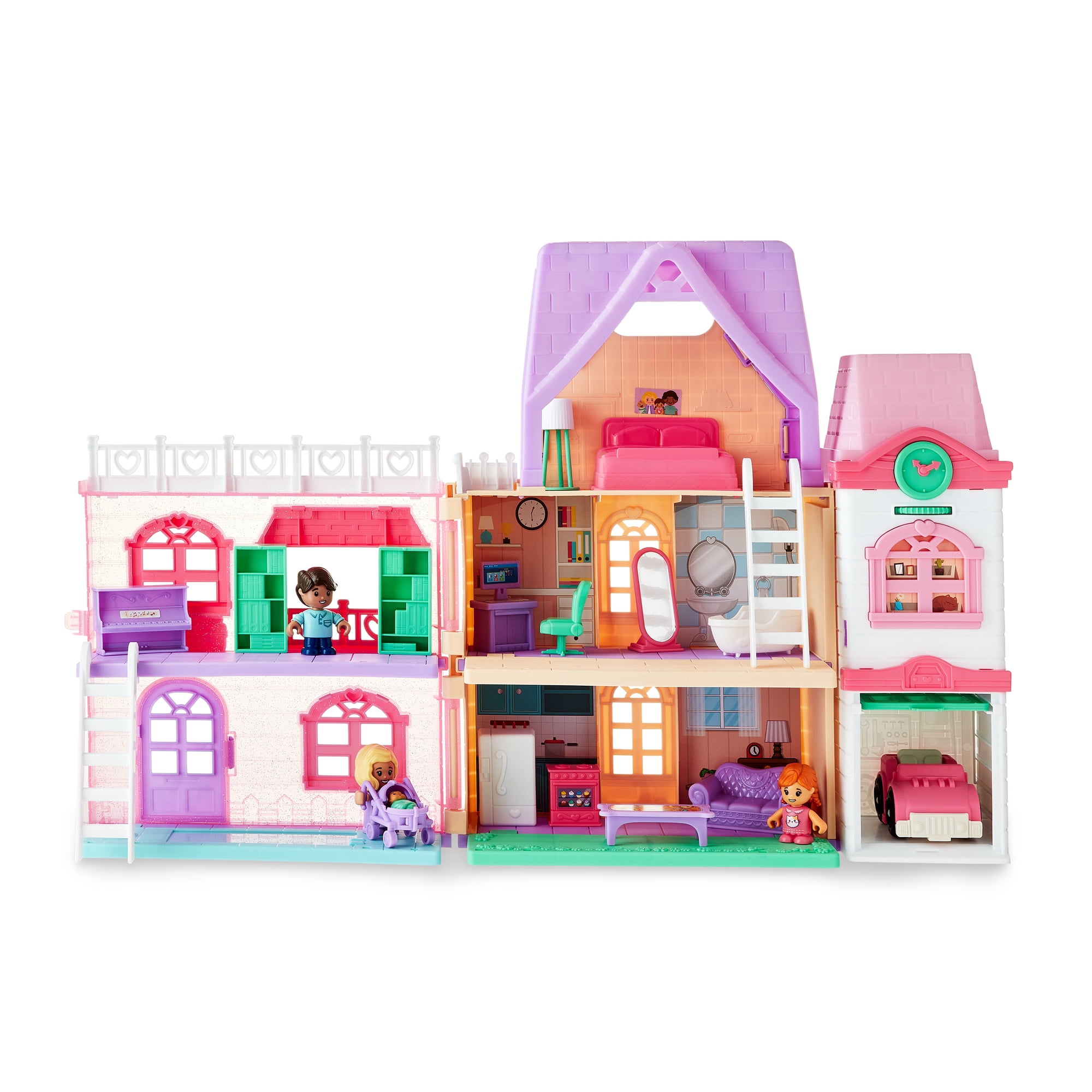 Kid Connection Doll House Playset with Light Projector & Sound, 28 Pieces