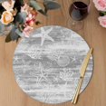 thumbnail image 3 of Grey Coastal Round 15 Inch Placemats Set of 4, Summer Ocean Sea Waves Starfish Corals HeatResistant Non Slip Place Mats for Dining Table, Wipeable Braided Kitchen Table Mats for Housewarming, 3 of 9