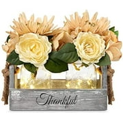 Mason Jar Centerpiece for Table - Table Center Pieces Decor Dining Room with Led Fairy Lights & Flowers, Coffee Centerpiece Decor, New Home Gift (Clear Jars X 2)