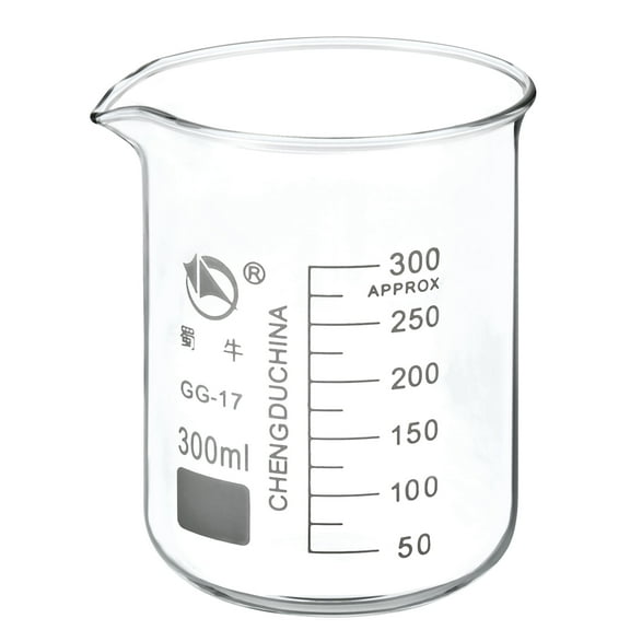Uxcell 300ml Low Form Glass Beaker, 3.3 Borosilicate Graduated Lab Measuring Cups