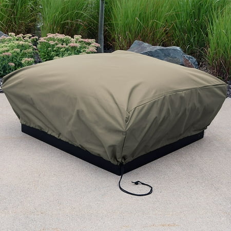 Sunnydaze Outdoor Square Fire Pit Cover Heavy Duty 48 Inch Khaki