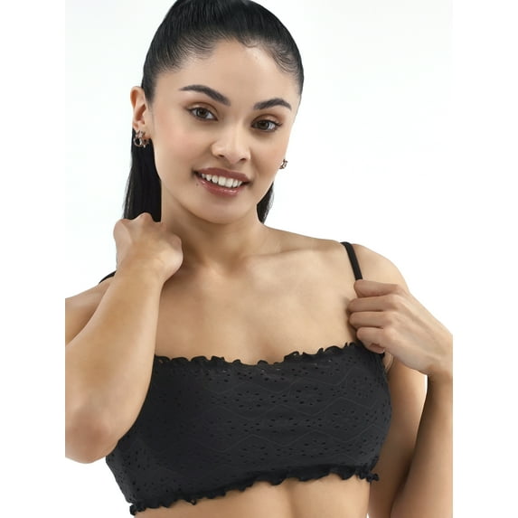 No Boundaries Eyelet Bandeau Swim Top, Sizes XXS-XXL