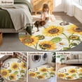 thumbnail image 5 of Round Rugs 4Ft, Farm Sunflowers Round Area Rug Washable Indoor Throw Carpet, Retro Flowers Butterfly Botanical Beige Soft Non Slip Circle Rug for Kitchen Nursery Room Home Decor Aesthetic, 5 of 8
