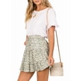 thumbnail image 2 of Womens High Waist Floral Print A Line Short Skirt with Ruffled Hem Elegant Summer Skirt Green Floral M, 2 of 9
