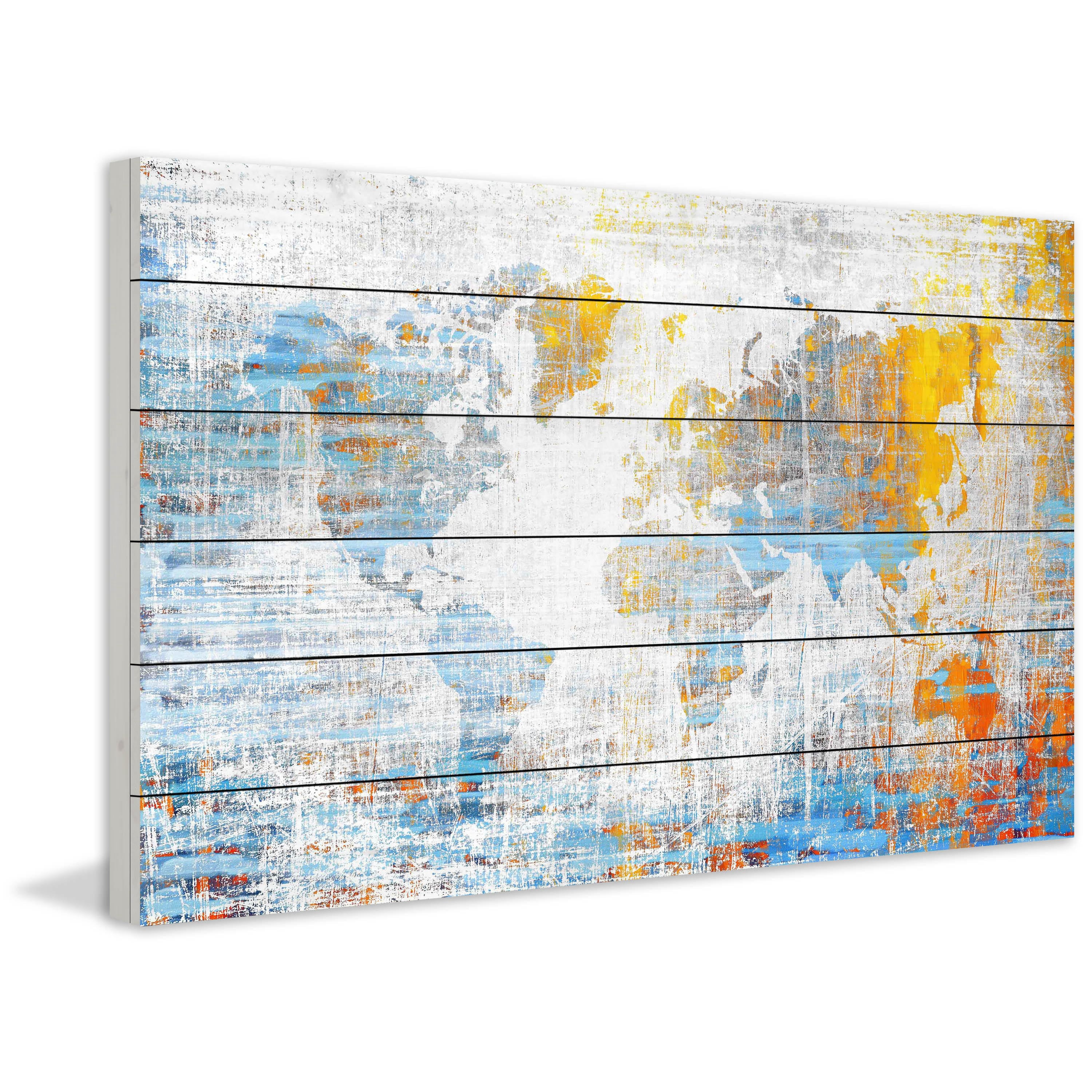 "Continental Journey" Painting Print on White Wood