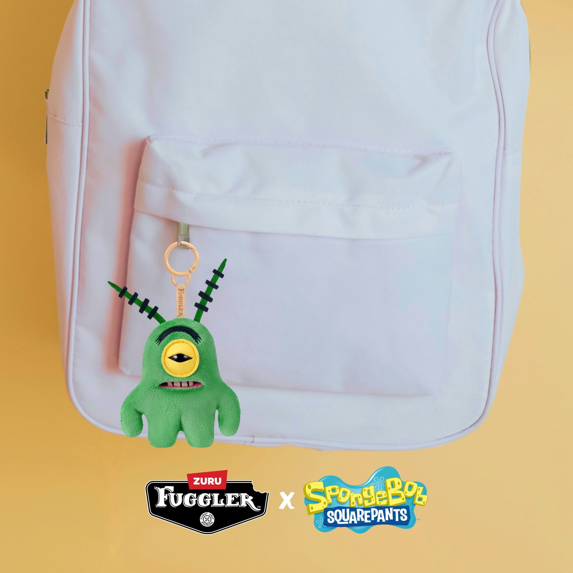 Fuggler SpongeBob Key Rings 5 inch (Sheldon Plankton), Funny Ugly Monster Plush Keychain by ZURU
