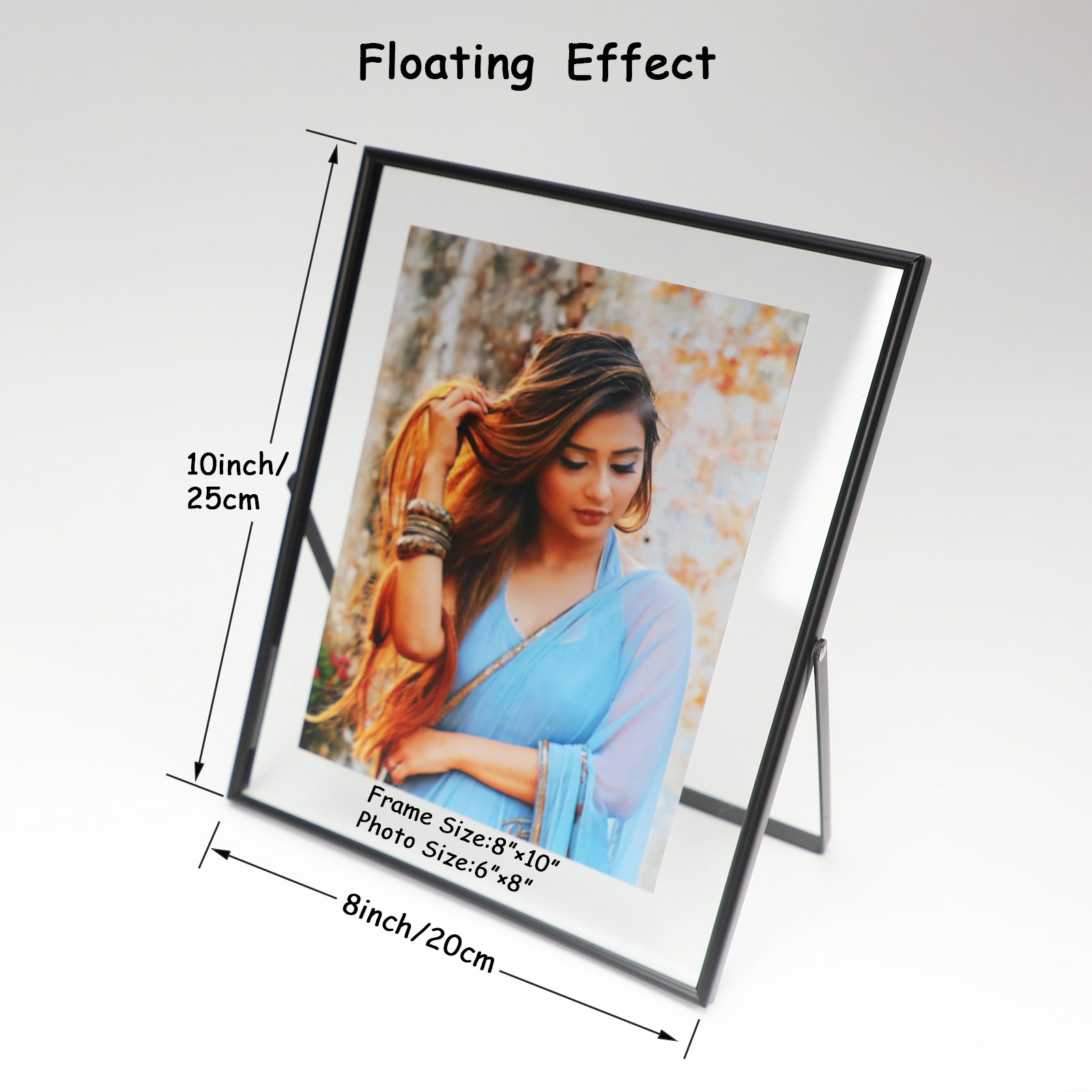 AhaGo 8x10 Black Floating Picture Frame, 2 Set, for Photo 7x9, 6x8, 5x7, Tabletop Shelf Photo Frame, Classy for Wedding, Home or Festival