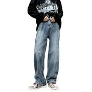 Men's Jeans Men's Hop Jeans Spring Summer Japanese Vintage Loose Straight Wide Leg Mop Pants Jeans Homme Blue XXXL