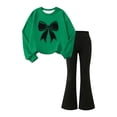 thumbnail image 3 of Cethrio Girls Outfit Sets Long Sleeve, Printed Casual Spring Fall 2 Piece Girls Clothing Sets Green Size 7-8 T, 3 of 4