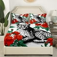 YST Romantic Rose Fitted Sheet for Girls Boys,Leopard Bed Sheets Twin