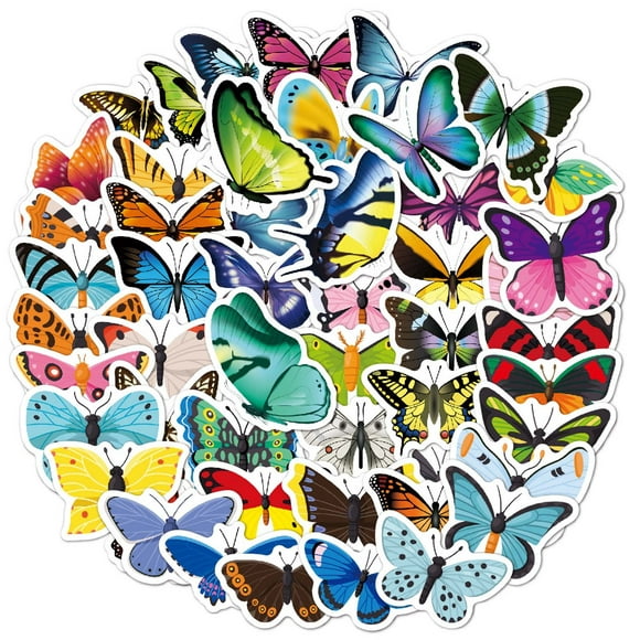 Cameland 50PCS Papillon Griffonnage Autocollants pour les Cadeaux de Fête d'Anniversaire des Enfants