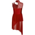 thumbnail image 3 of LiiYii Kids Girls Floral Lace Lyrical Dance Dress Irregular Skirt Ballet Leotard Contemporary Dance Dresses Burgundy 16, 3 of 4