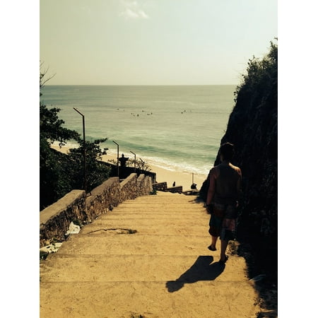 Stairway Set - Canvas Print Stairs Summer Descending Stairway Ocean Sea Steps Stretched Canvas 10 x 14