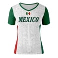 thumbnail image 3 of Trendfront Womens Mexico Letter Graphic Soccer V Neck Short Sleeve Geometric Print Country Pride Football Fan Match Day Athletic Style Top, 3 of 3