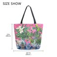 thumbnail image 5 of FORMRS Womens Canvas Tote Bag with Zipper Inner Pocket Shoulder Handbag, White Vibrant Flowers, 5 of 7