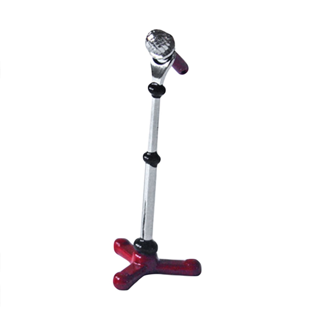 1/12 Stylish Miniature Microphone Toy Musical Instruments Model With Stand 